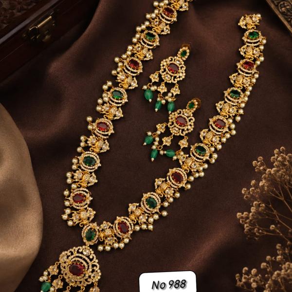 Antique Gold Ruby & Emerald Long Haram Set | CML JEWELLERS