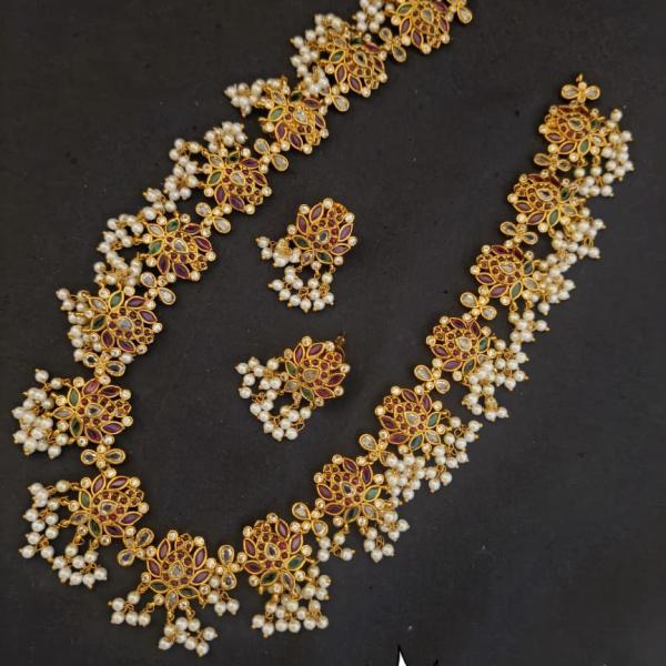 Antique Gold Floral Kemp Necklace Set | CML JEWELLERS