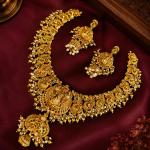 Antique Gold Temple Haram Set with Pearl Drops | CML JEWELLERS