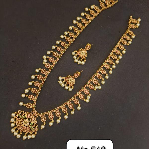 Antique Gold Temple Necklace Set with Earrings | CML JEWELLERS