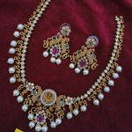 Antique Gold Temple Necklace Set with Earrings | CML JEWELLERS
