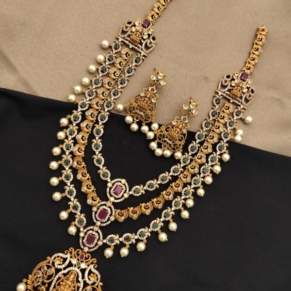 Antique Gold Temple Necklace Set with Earrings | CML JEWELLERS