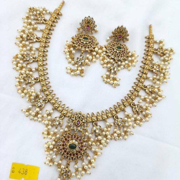 Antique Gold Temple Necklace Set with Earrings | CML JEWELLERS