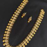 Antique Gold Temple Necklace Set with Earrings | CML JEWELLERS