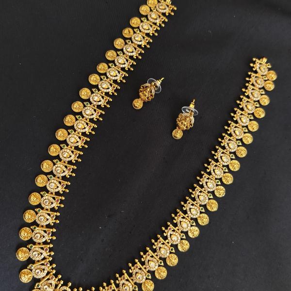 Antique Gold Temple Necklace Set with Earrings | CML JEWELLERS