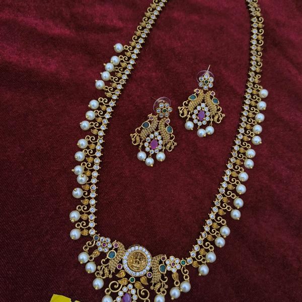 Antique Gold Temple Necklace Set with Earrings | CML JEWELLERS