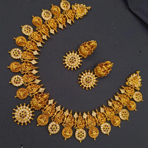Antique Gold Temple Necklace Set with Earrings | CML JEWELLERS