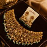 Antique Gold Temple Necklace Set with Earrings | CML JEWELLERS