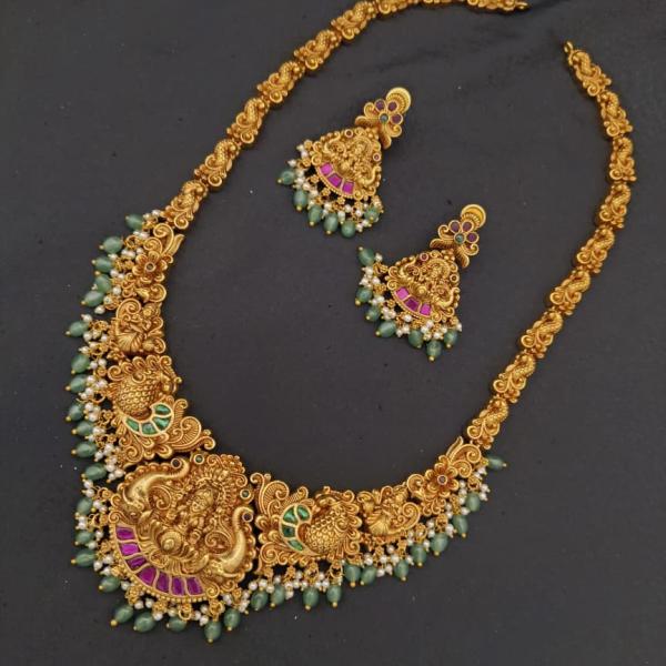 Antique Gold Temple Necklace Set with Earrings | CML JEWELLERS