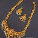 Antique Gold Temple Necklace Set with Earrings | CML JEWELLERS
