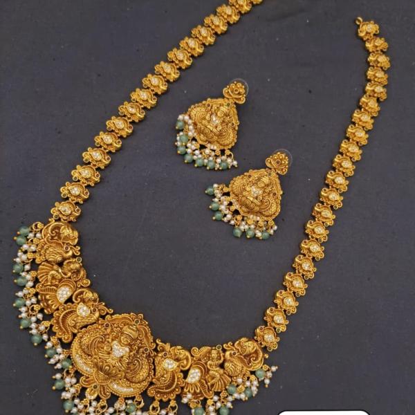 Antique Gold Temple Necklace Set with Earrings | CML JEWELLERS
