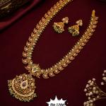 Antique Gold Temple Necklace Set with Earrings | CML JEWELLERS