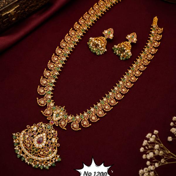 Antique Gold Temple Necklace Set with Earrings | CML JEWELLERS