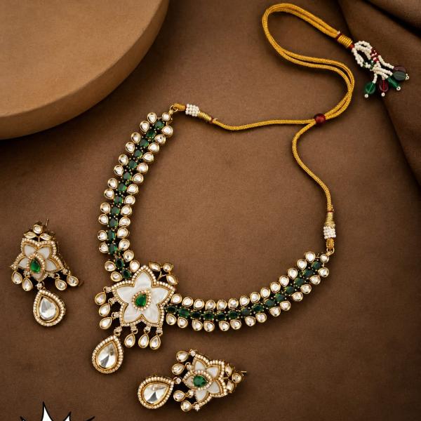 Antique Gold Temple Necklace Set with Earrings | CML JEWELLERS